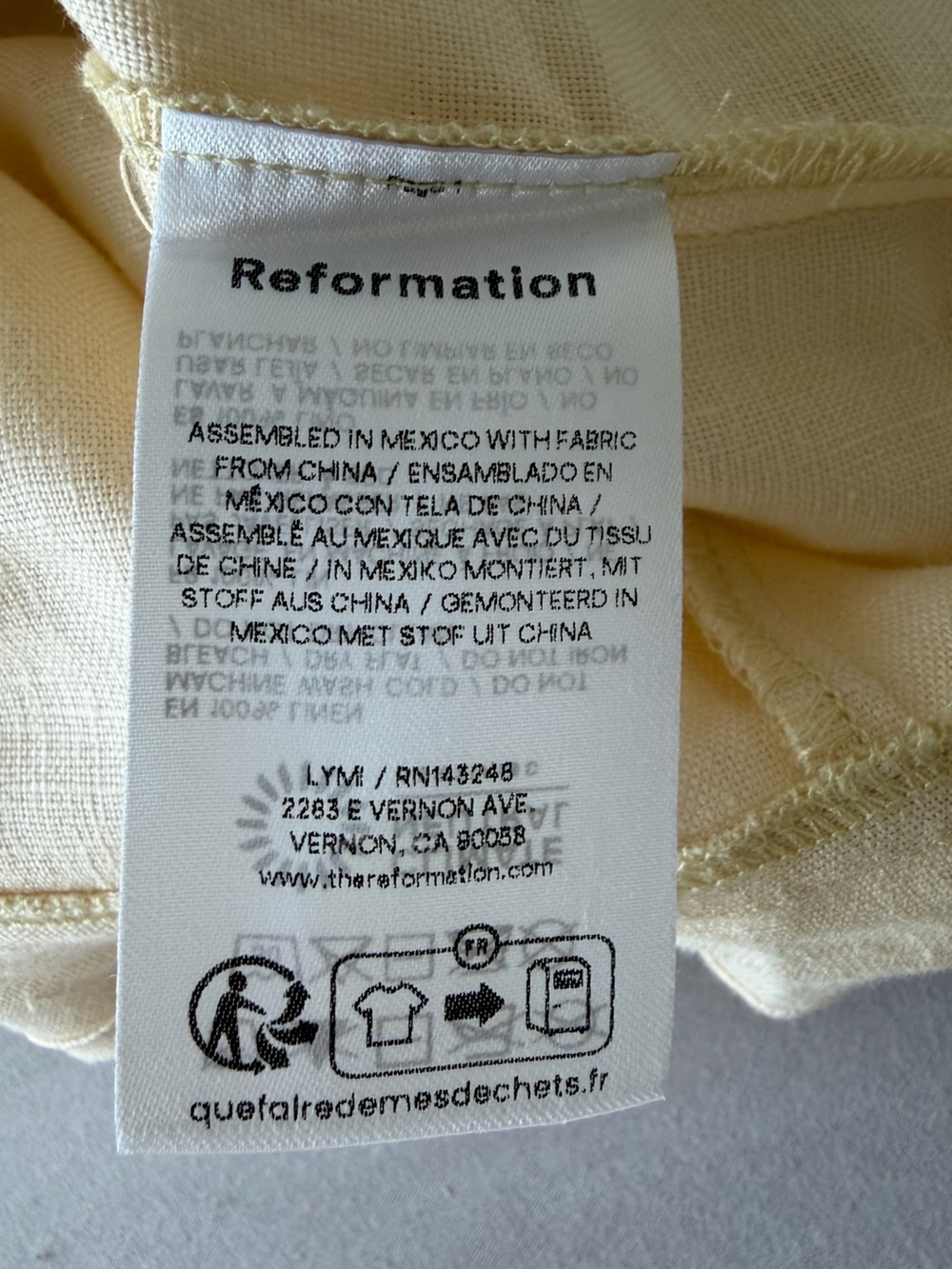 Reformation Cream Ruffle-Trim Button-Front Linen top - Picture 5 of 9